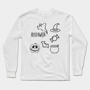 HALLOWEEN STICKERS - STICKER PACK - Black and White Long Sleeve T-Shirt